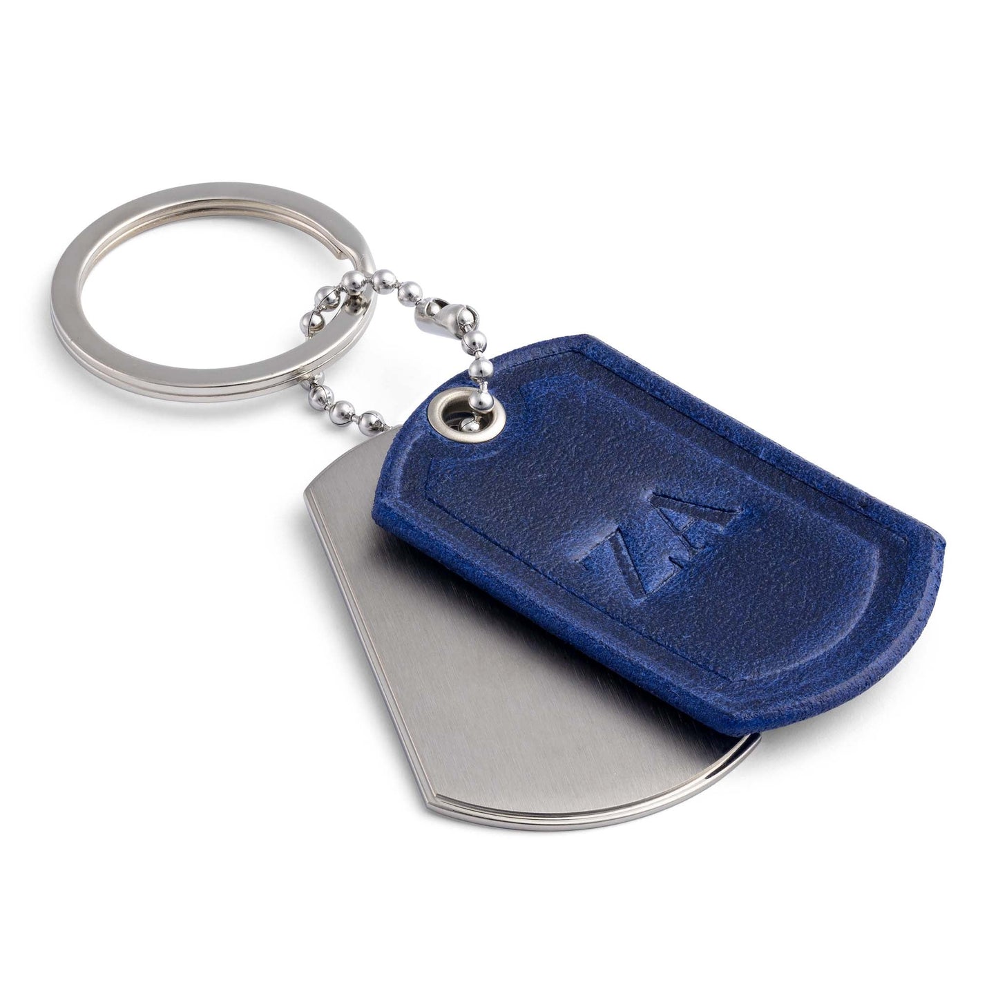 Custom Titanium Keyring with Blue Leather - seQua.Shop