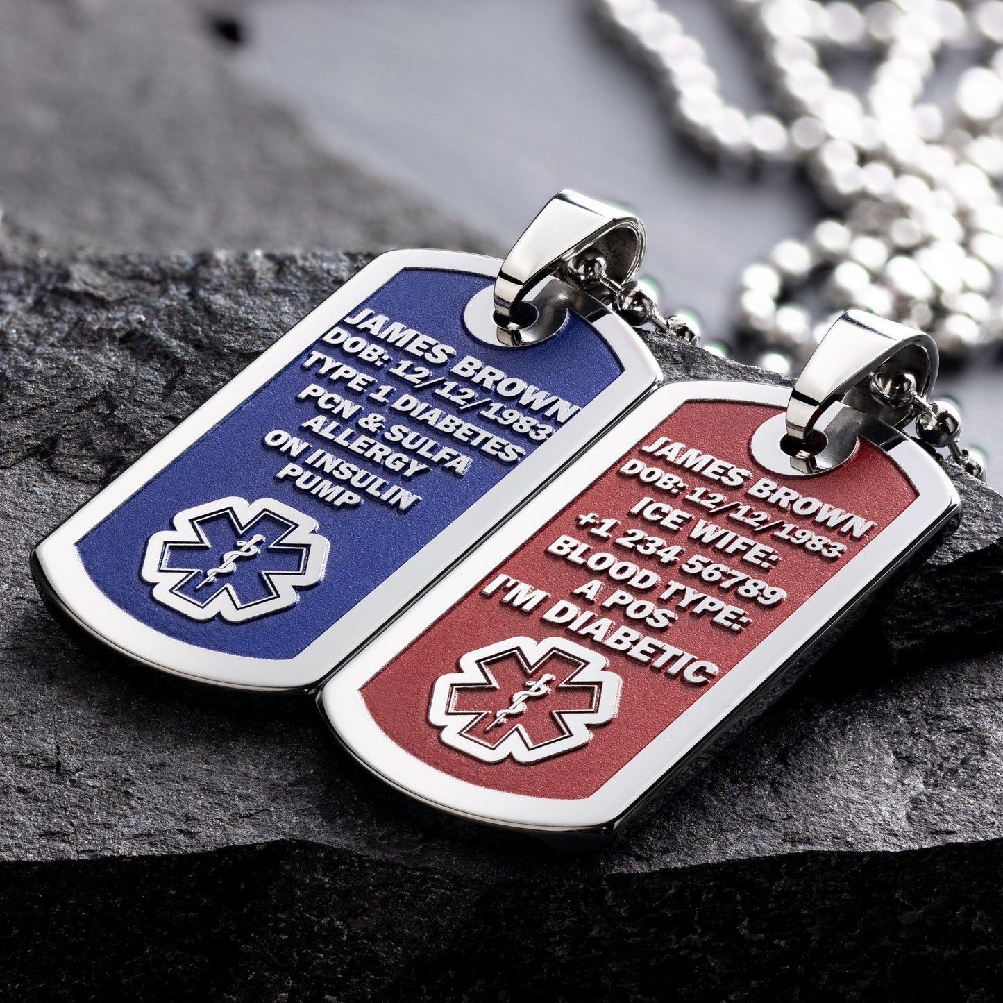 Customizable 3D Engraved Medical ID Necklace - seQua.Shop