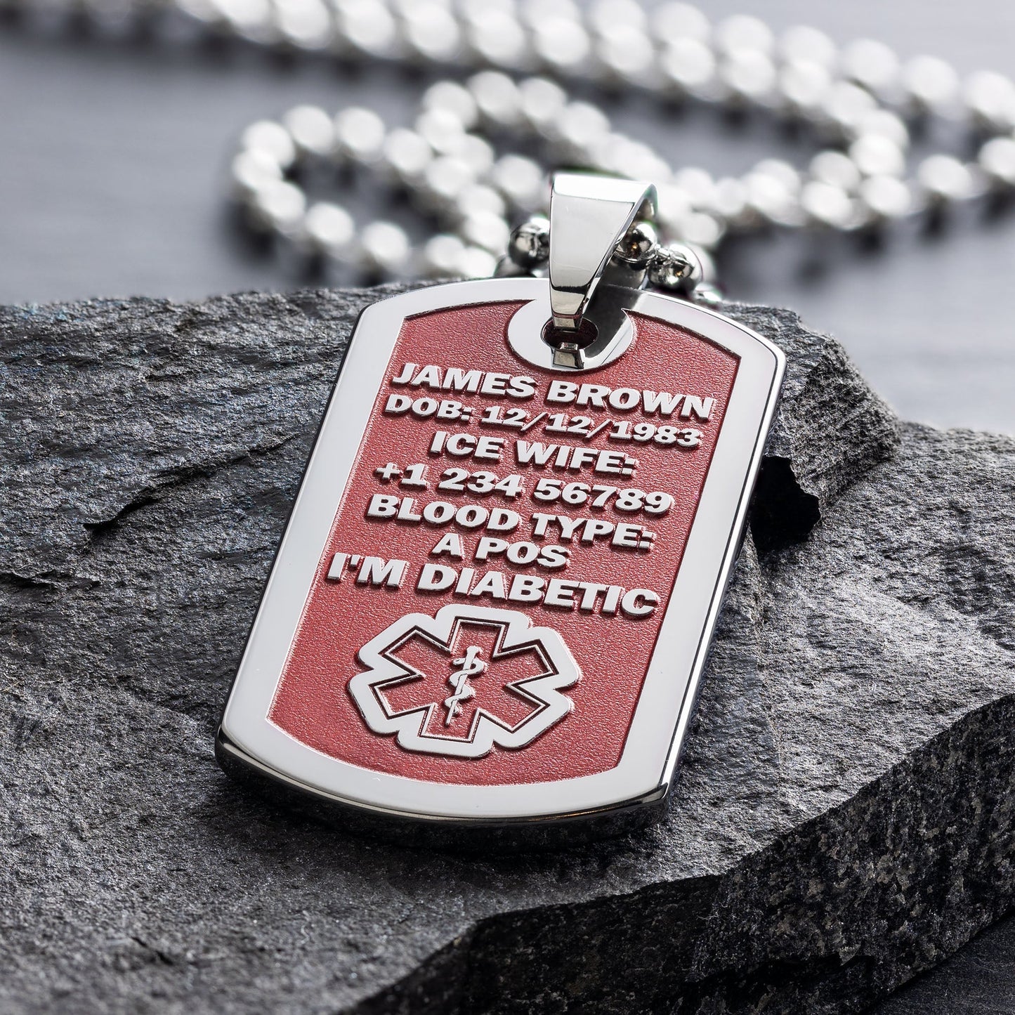 Customizable 3D Engraved Medical ID Necklace - seQua.Shop