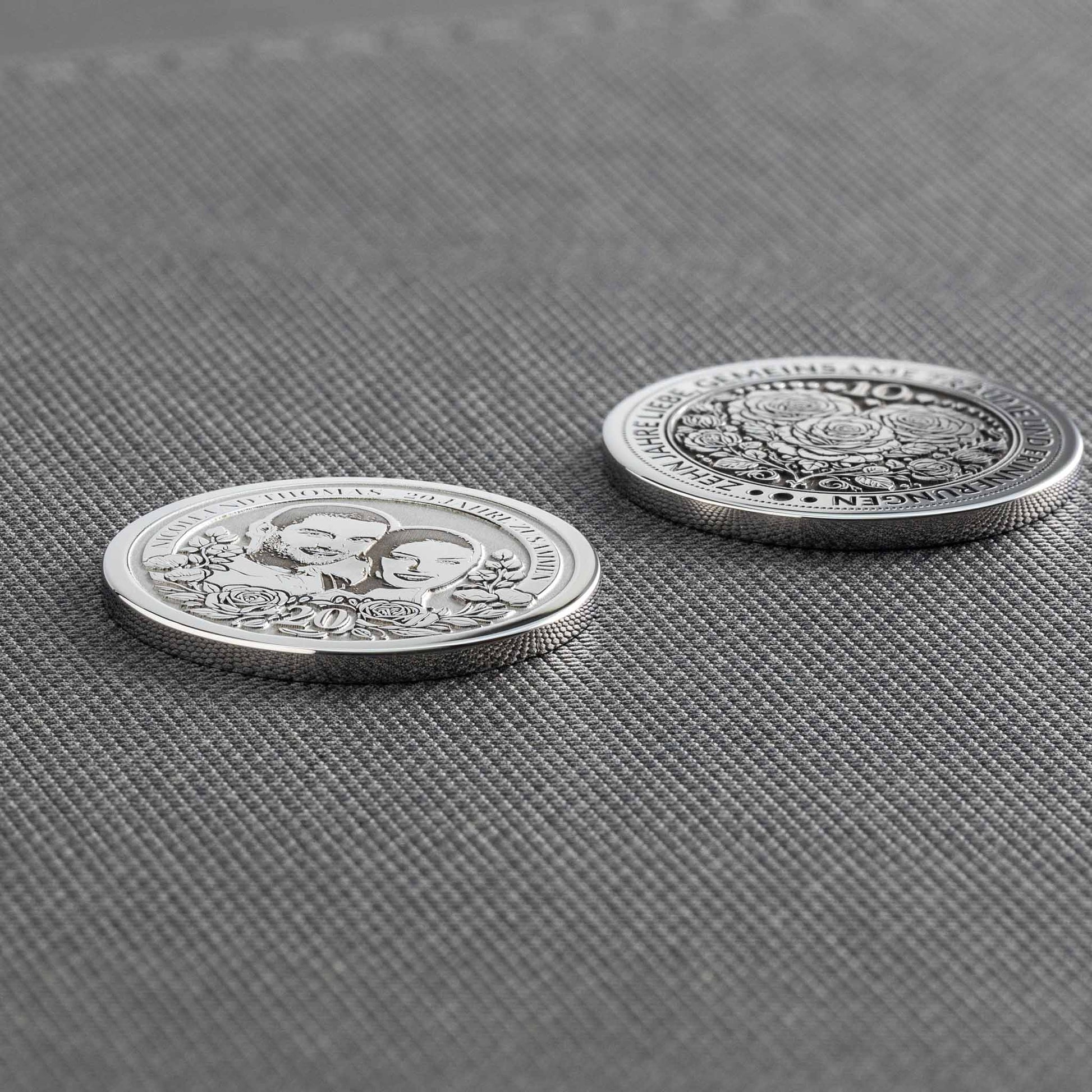 20 Hochzeitstag Personalisierte Münze - Beide seiten ansicht