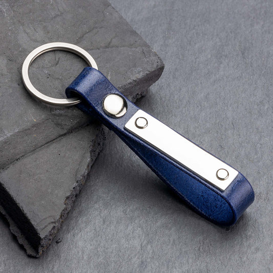 Personalisierter Schlüsselanhänger aus Blau Leder - seQua.Shop