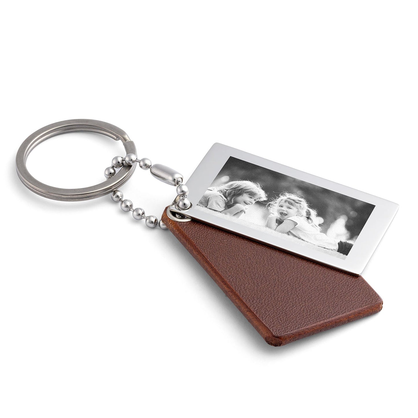 Photo Engraved Keyring - A Unique Piece in Chestnut Brown Leather - seQua.Shop