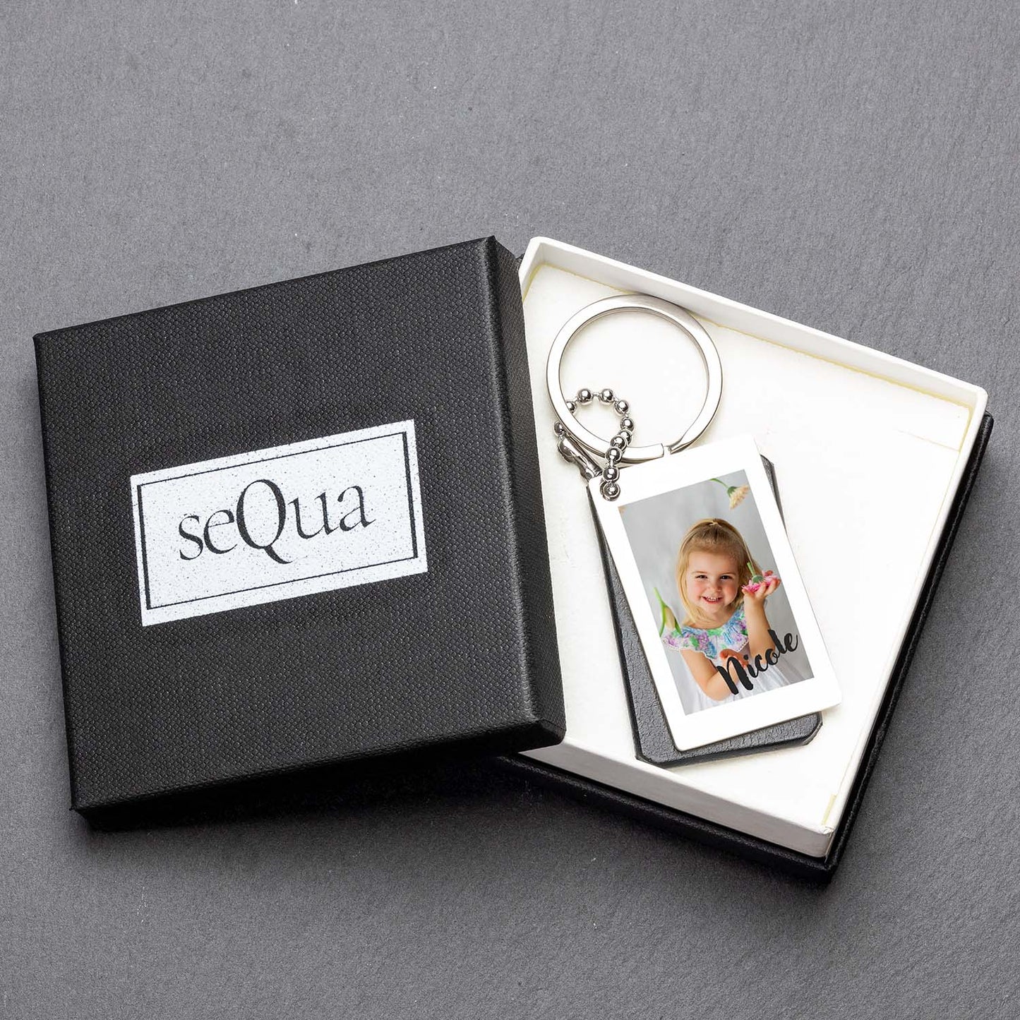 Photo Keychain with Engraving: Your Unique Black Leather Accessory - seQua.Shop