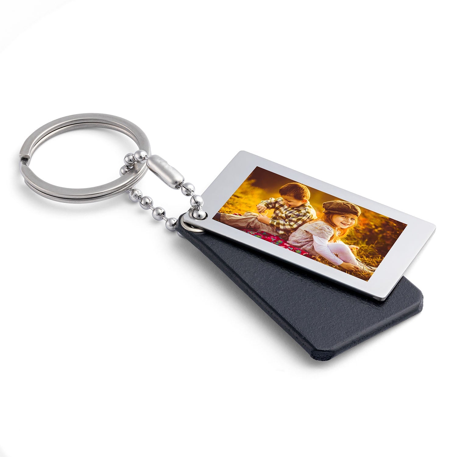 Photo Keychain with Engraving: Your Unique Black Leather Accessory - seQua.Shop