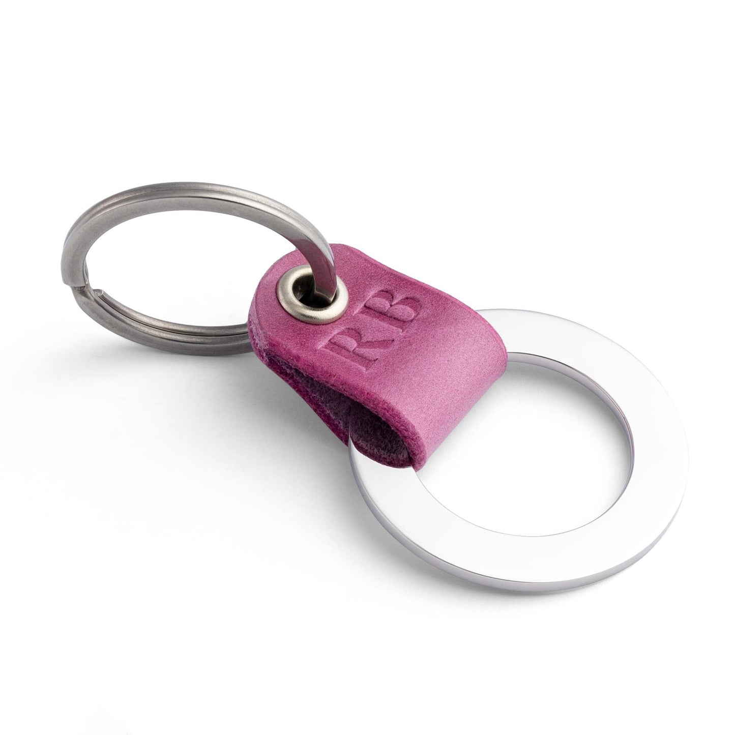 Pink Leather Keyring: Personalised Monogram Elegance - seQua.Shop