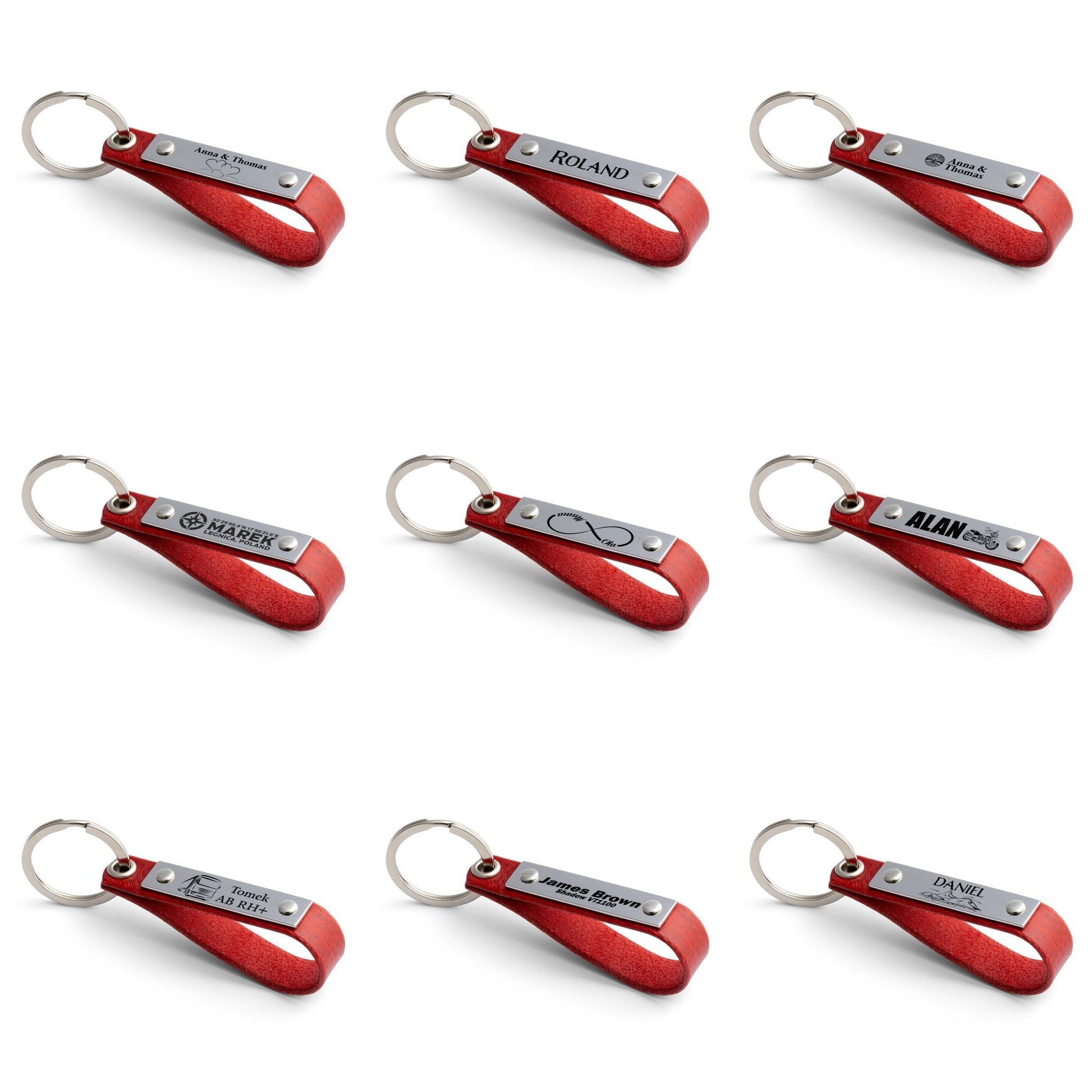Poppy Red Leather Keyring – Ultimate Personalisation for You - seQua.Shop