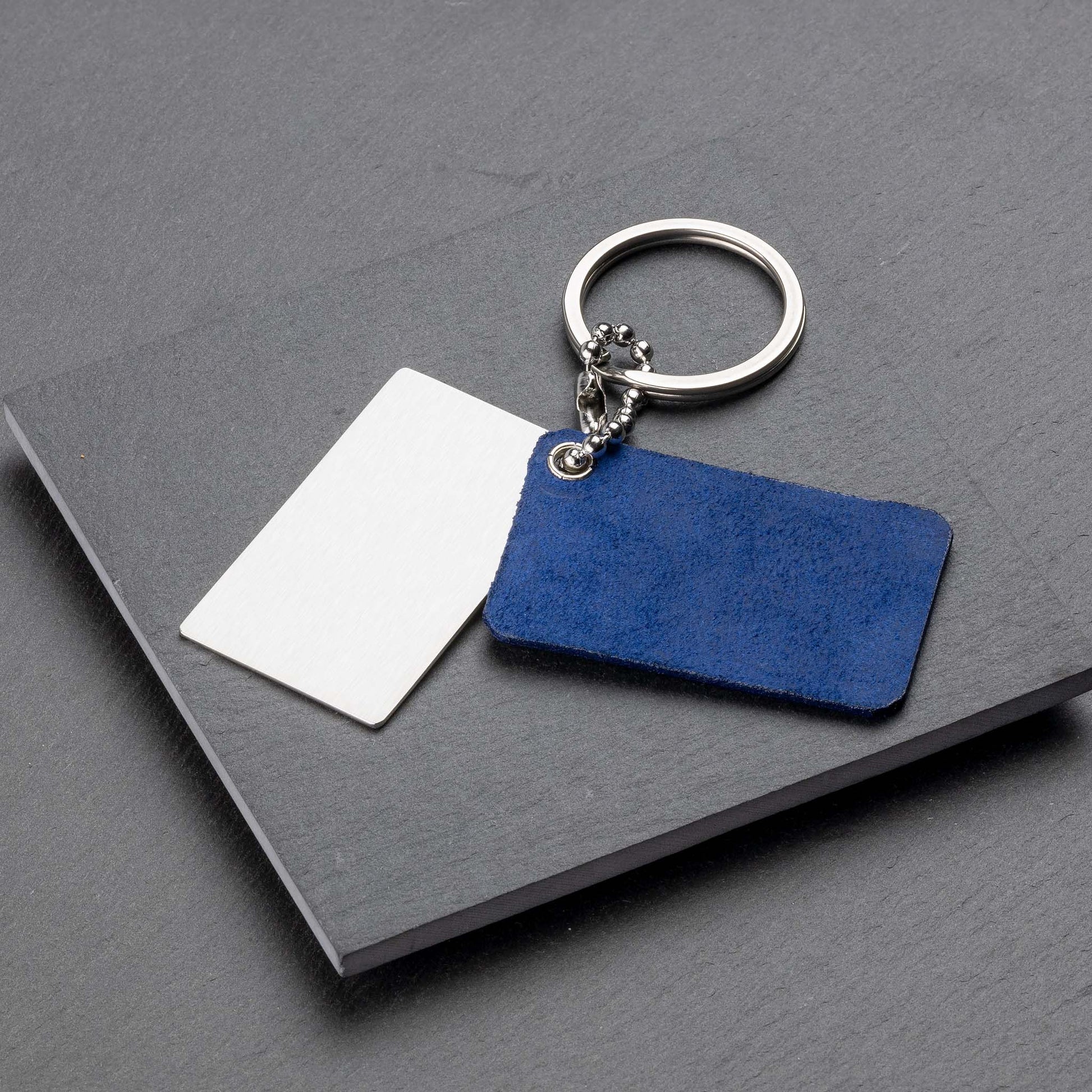 Premium Personalised Blue Leather Keyring - seQua.Shop