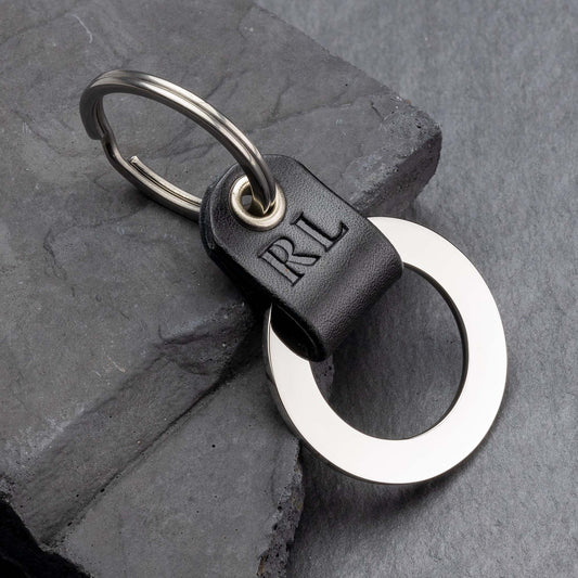 Luxus Personalisierter Schwarz Leder Schlüsselanhänger - seQua.Shop