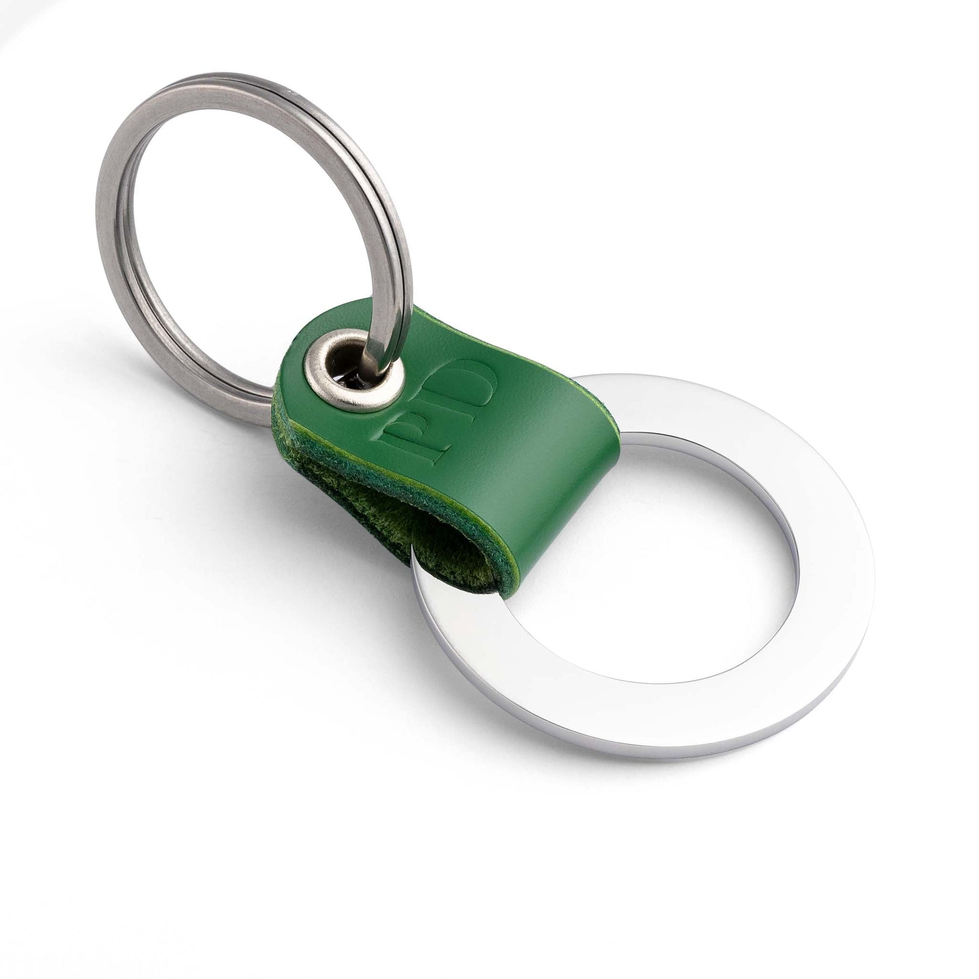 Schlüsselanhänger aus Grün Leder - Monogramm & Gravur