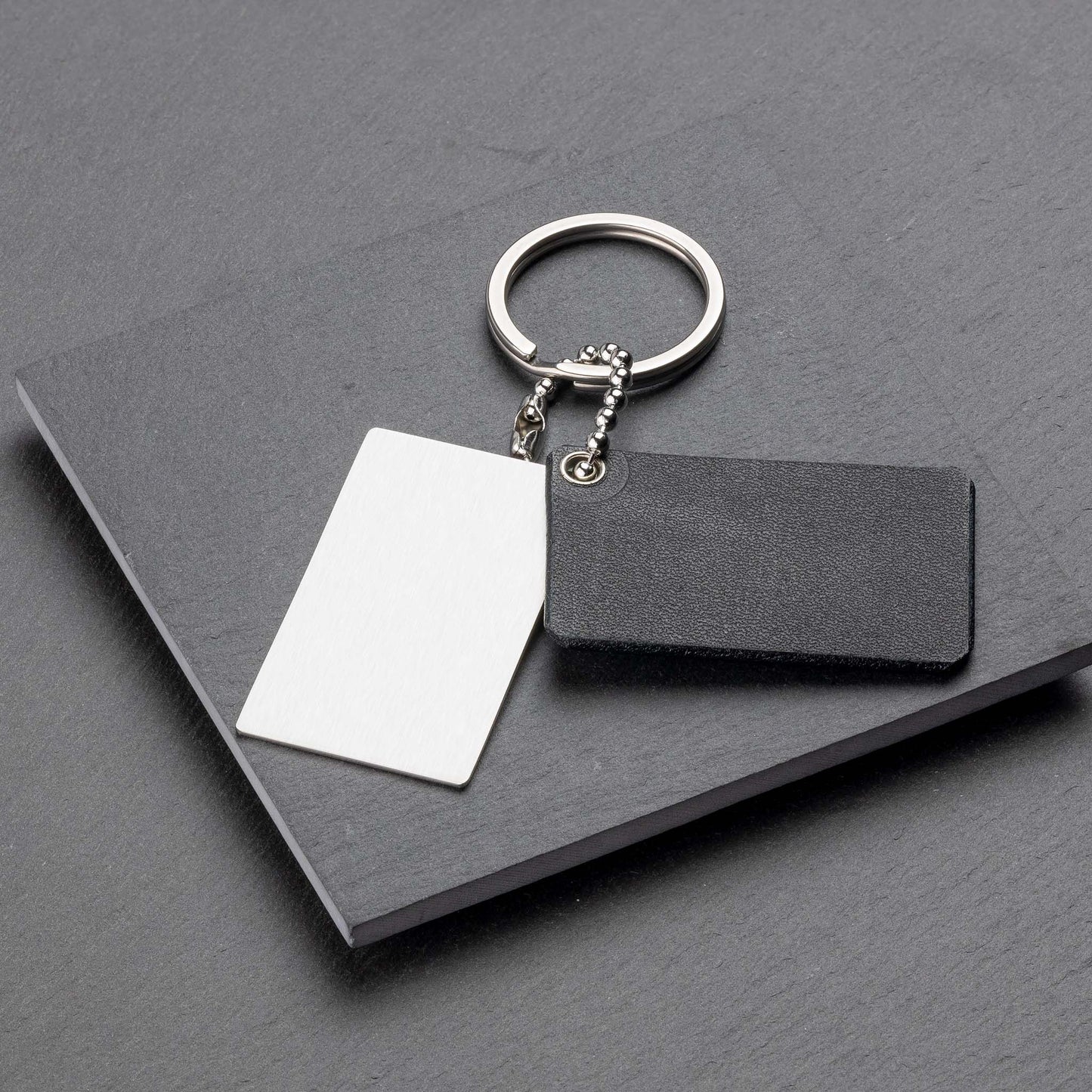 Square Black Leather Personalised Custom Keyring - seQua.Shop