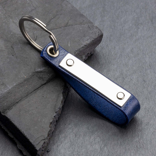 Personalisierter Schlüsselanhänger aus Blau Leder - seQua.Shop