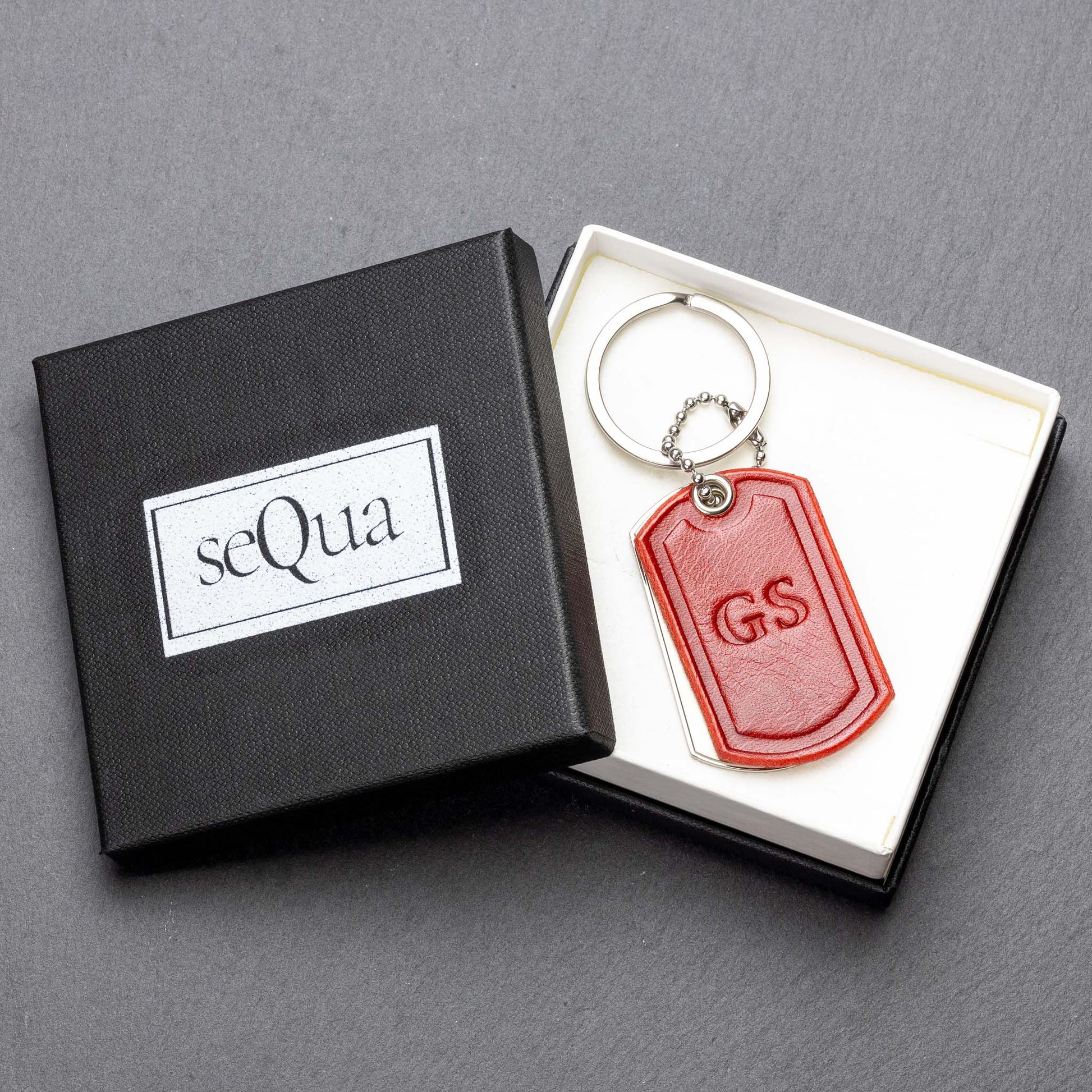 Titanium Keyring with Red Leather - seQua's Personalised Masterpiece - seQua.Shop