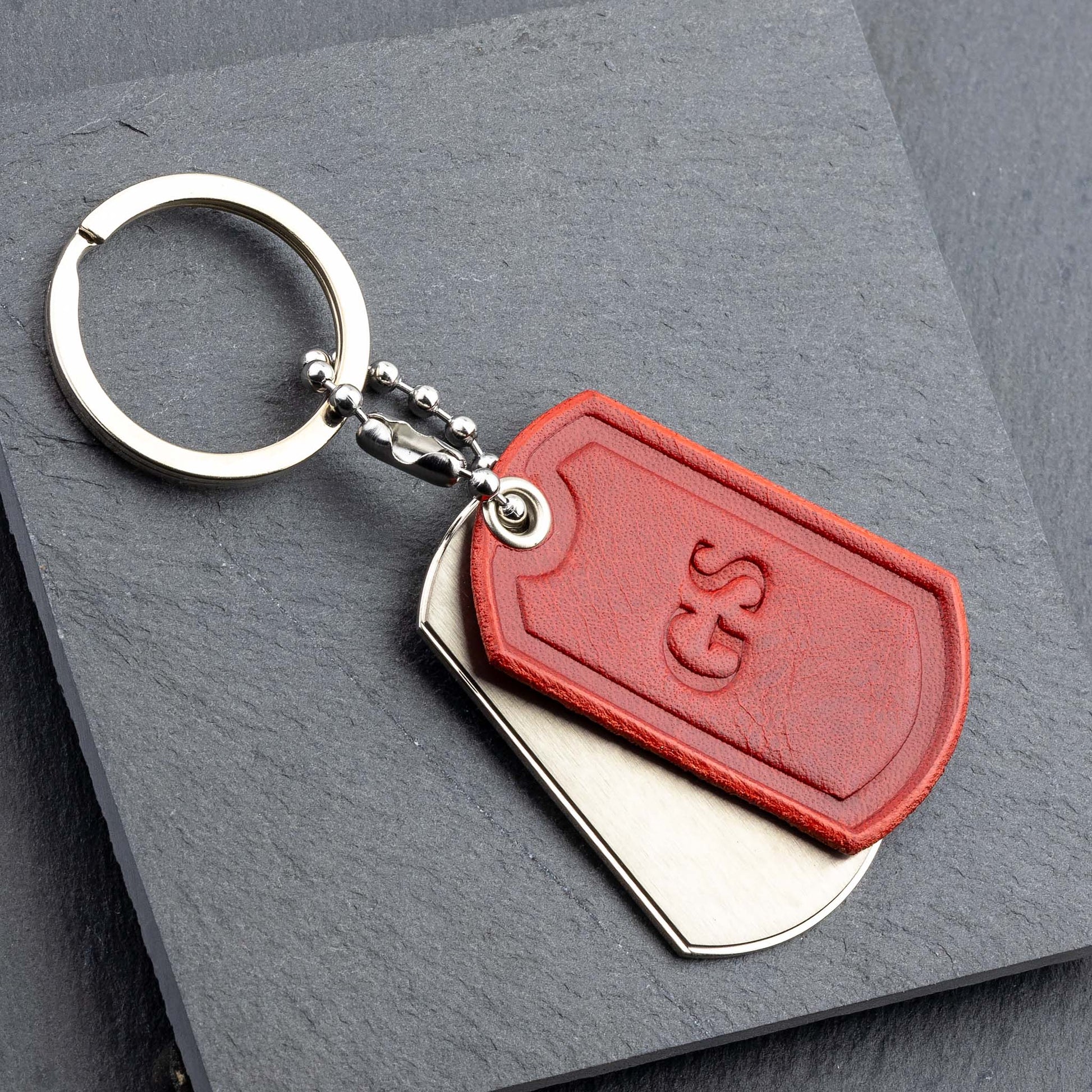 Titanium Keyring with Red Leather - seQua's Personalised Masterpiece - seQua.Shop