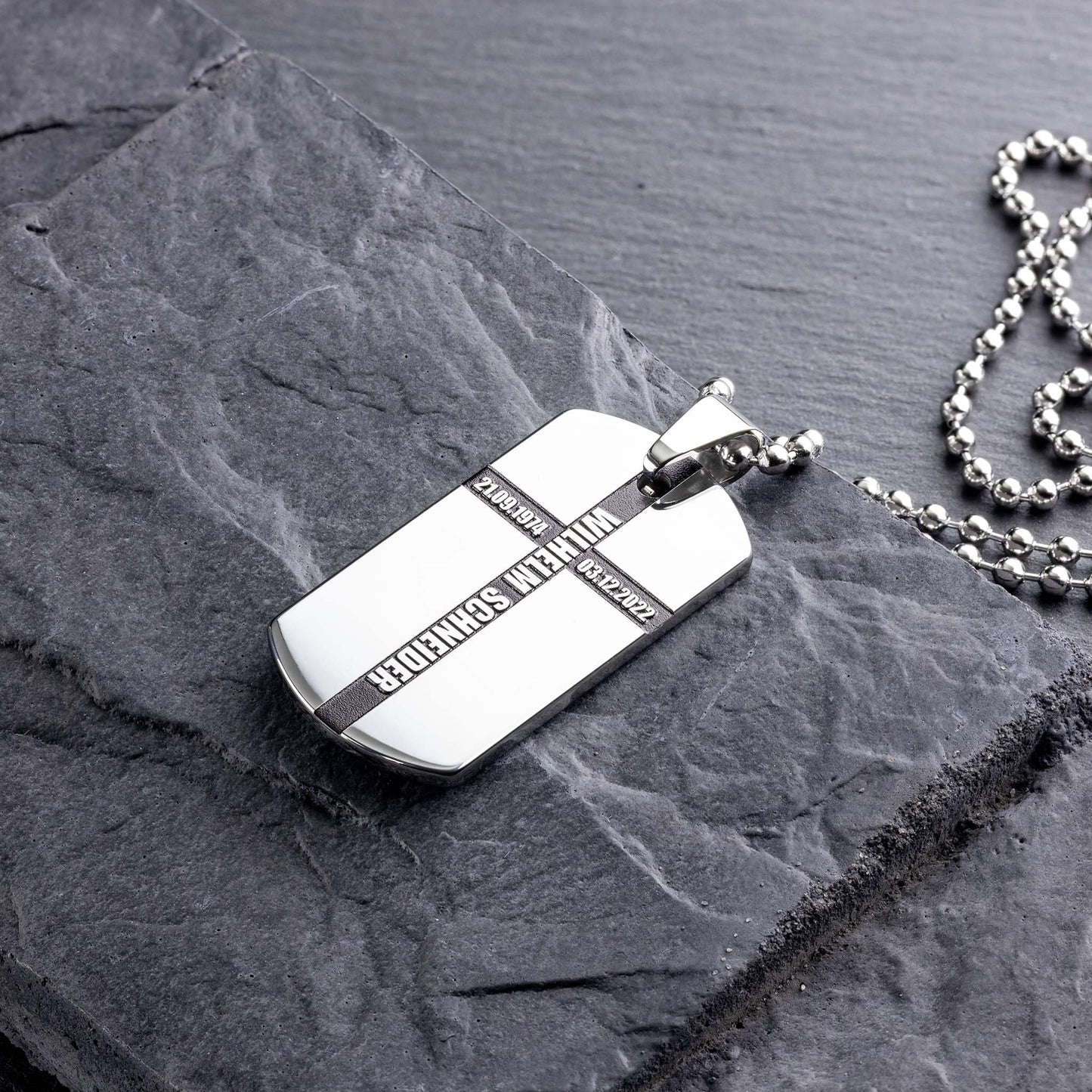 Tungsten Dog Tag: Your Custom Cross Pendant with 3D Engraving - seQua.Shop