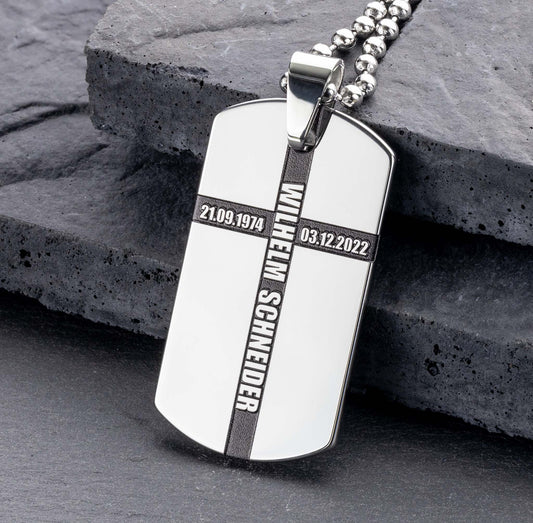 Tungsten Dog Tag: Your Custom Cross Pendant with 3D Engraving - seQua.Shop