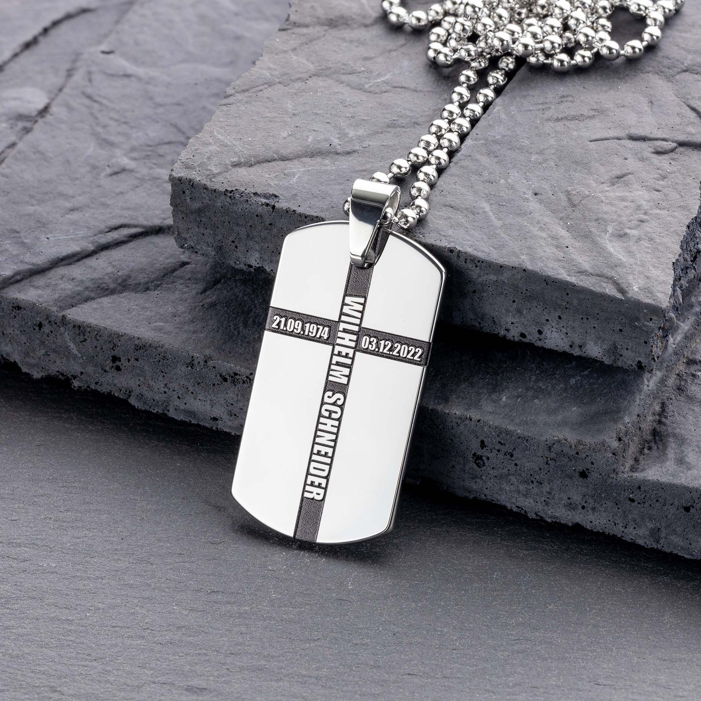 Anhänger Erkennungsmarke mit Kreuz - seQua.Shop