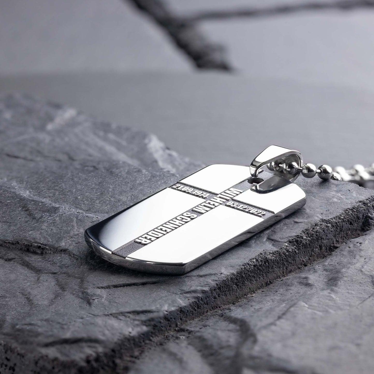 Tungsten Dog Tag: Your Custom Cross Pendant with 3D Engraving - seQua.Shop