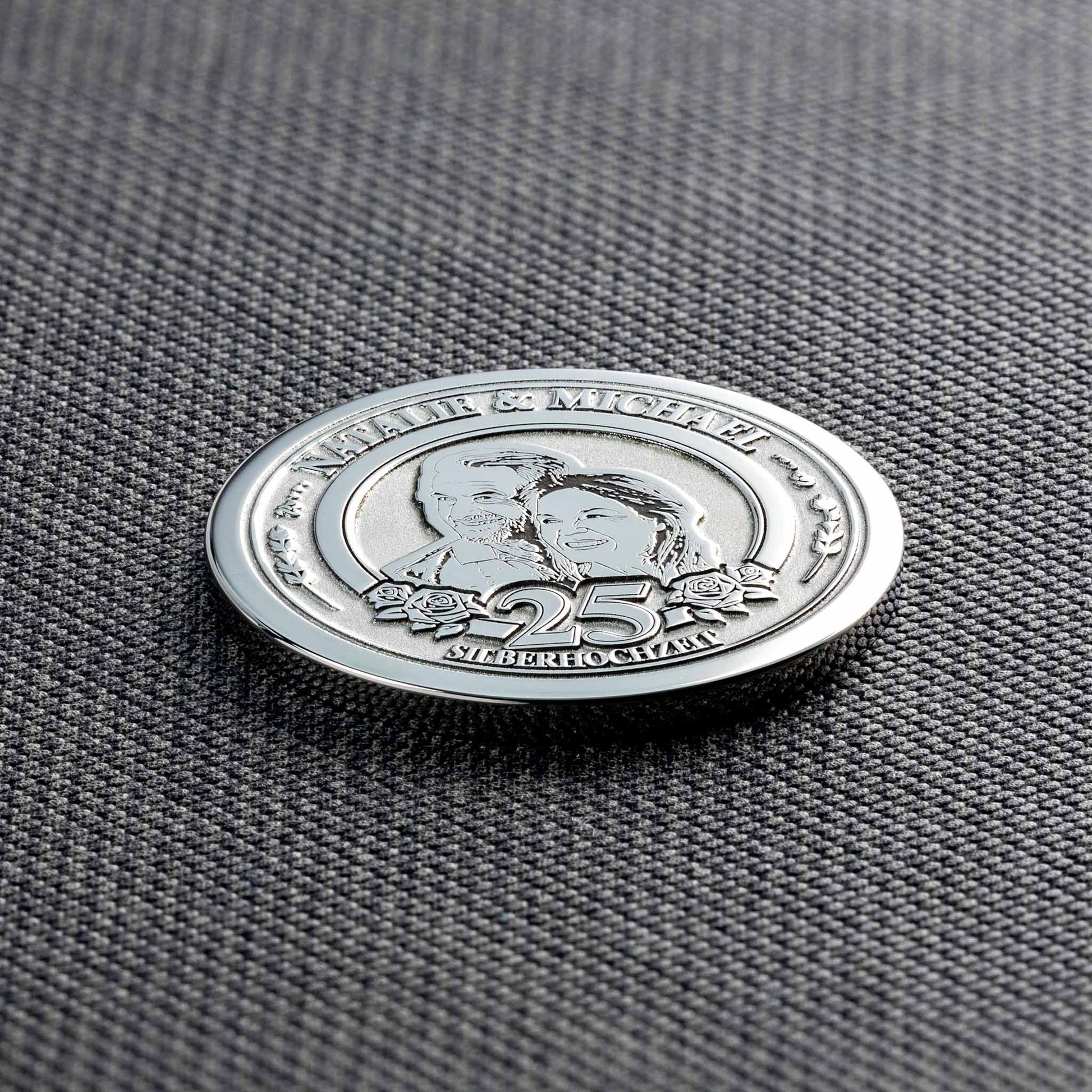 Unique Silver Wedding Anniversary Gift - Customised Commemorative Coin - seQua.Shop