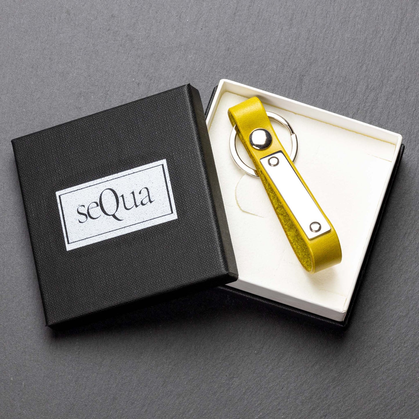 Yellow Leather Keyring: Customise Your Experience - seQua.Shop